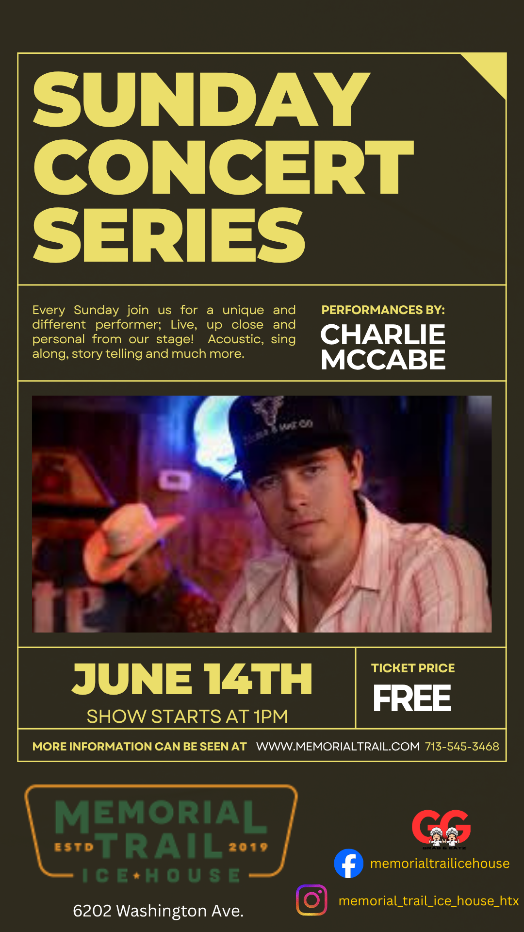 Sunday Concert Series — Charlie McCabe, June 14