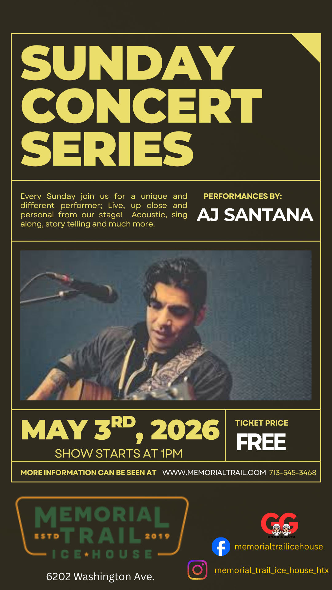 Sunday Concert Series — AJ Santana, May 3, 2026