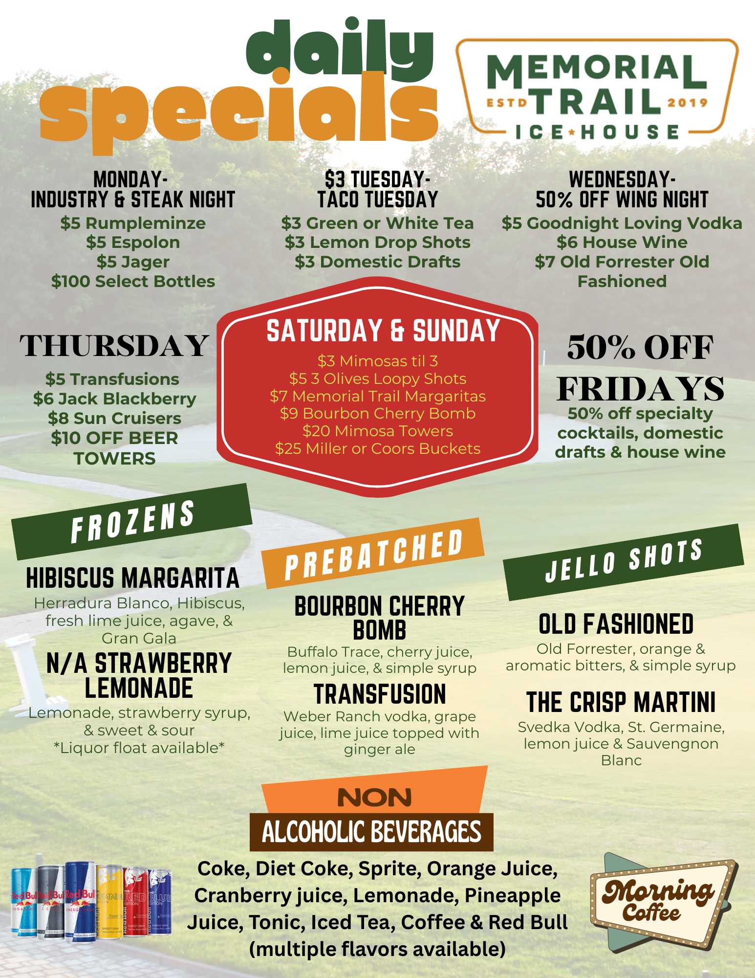 Full Memorial Trail Ice House Menu